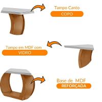 Mesa Para Sala De Jantar Milena 180cm Em Mdf E Vidro Com Canto Copo Off White/ Imbuia/ Serig. Off - 3