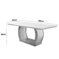 Mesa Para Sala De Jantar Milena 180cm Em Mdf E Vidro Com Canto Copo Off White/ Imbuia/ Serig. Off