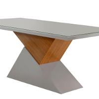 Mesa Aster 180 Cm Tampo Em Mdf E Vidro Com Canto Reto Off White/ Imbuia/ Serig. Off - 3