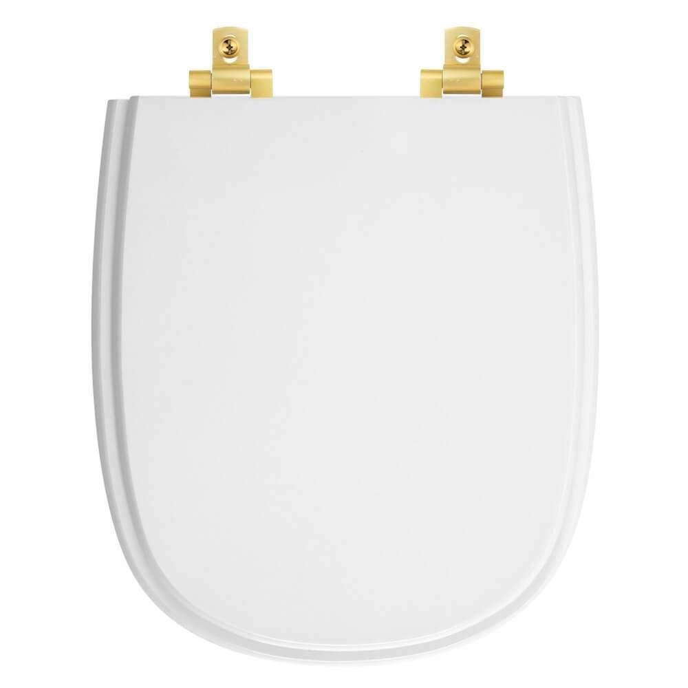 Tampa De Vaso Com Fechamento Lento Sabatini Branco Para Louça Icasa Com Ferragem Dourada - 1