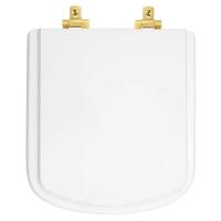 Tampa De Vaso Mdf Com Amortecedor Bali Branco Para Bacia Incepa Com Ferragem Dourada - 1