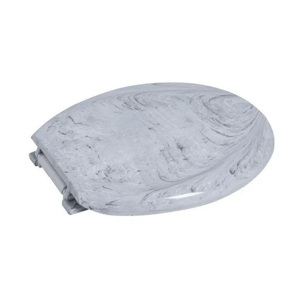 Assento Almofadado Oval Marmorizado - Astra Branco Marmorizado - 3