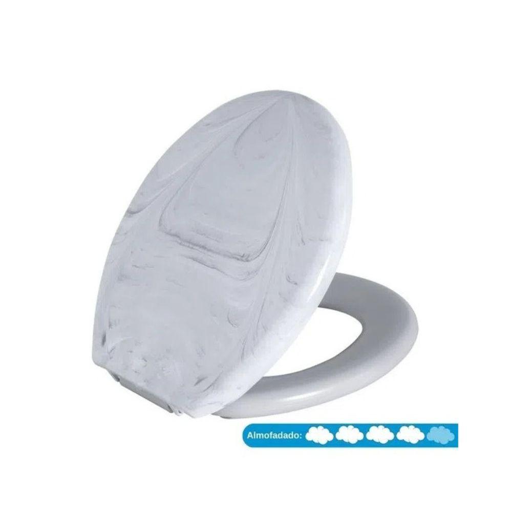 Assento Almofadado Oval Marmorizado - Astra Branco Marmorizado - 5
