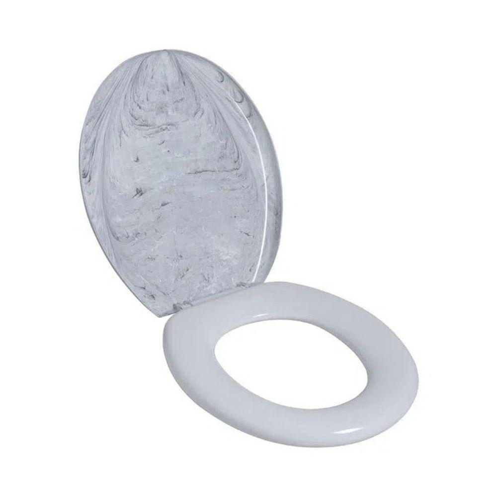 Assento Almofadado Oval Marmorizado - Astra Branco Marmorizado - 6
