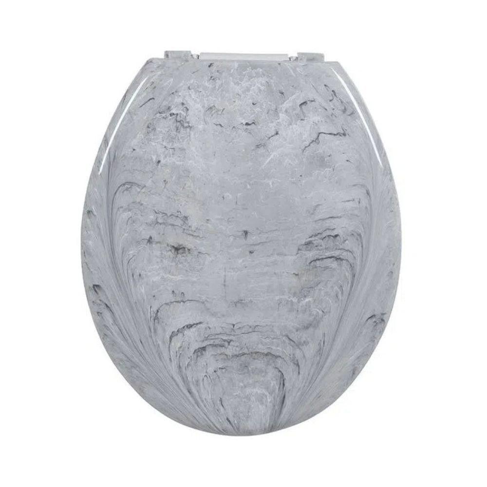 Assento Almofadado Oval Marmorizado - Astra Branco Marmorizado - 8