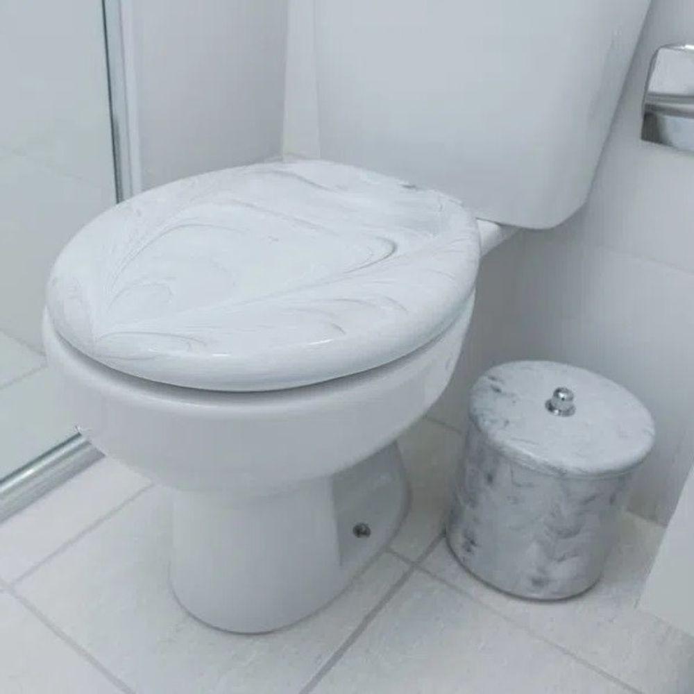 Assento Almofadado Oval Marmorizado - Astra Branco Marmorizado - 9
