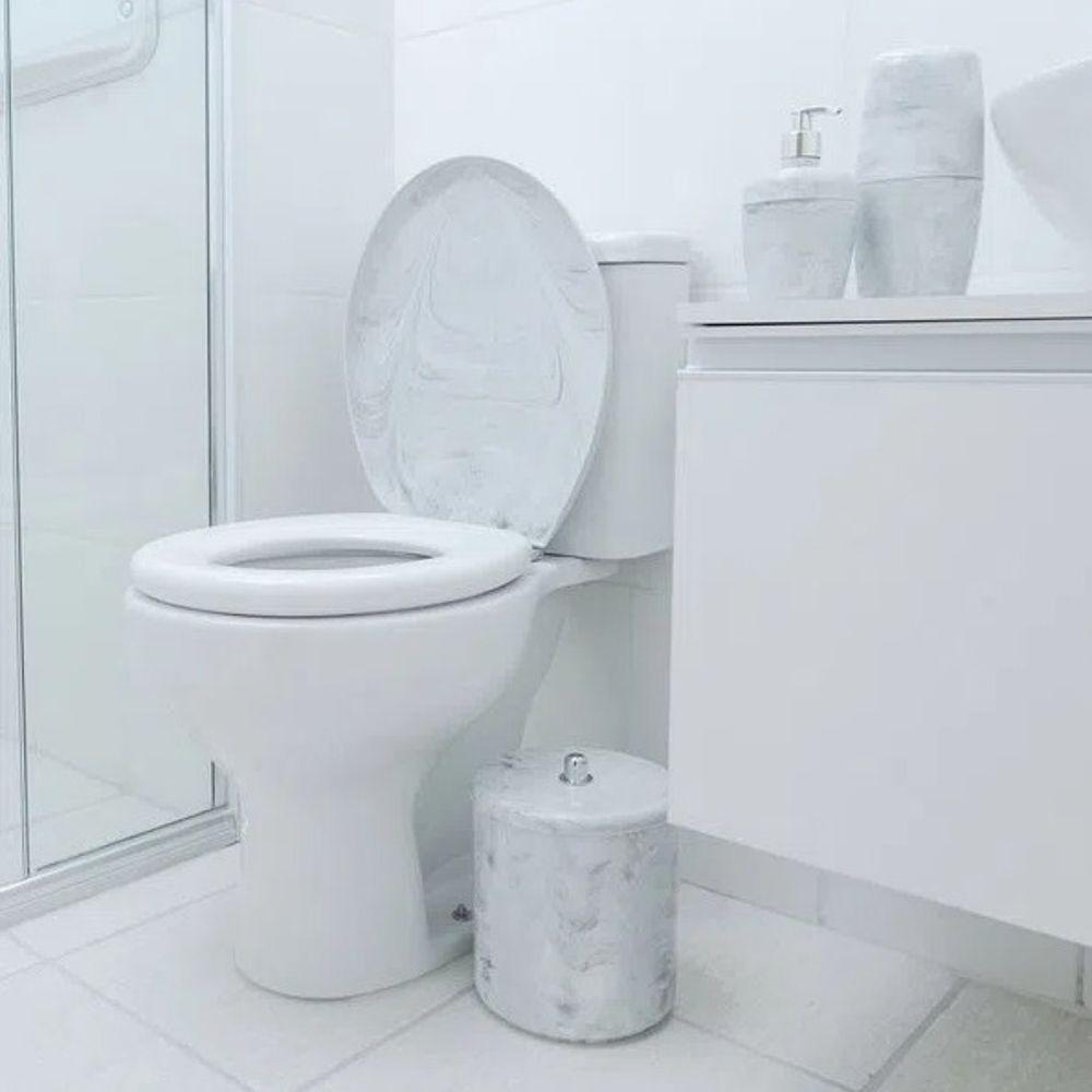 Assento Almofadado Oval Marmorizado - Astra Branco Marmorizado - 10