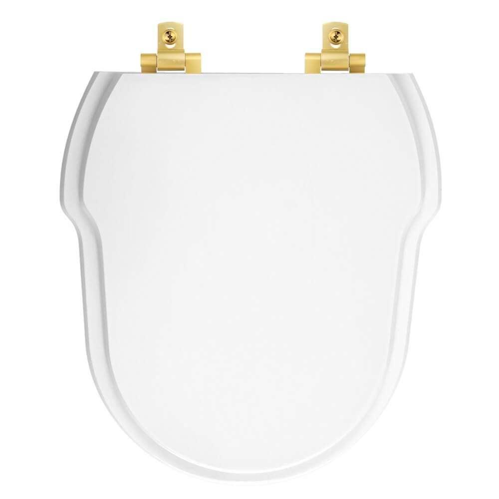 Tampa De Vaso Mdf Com Amortecedor Hampton Branco Para Bacia Incepa Com Ferragem Dourada - 1