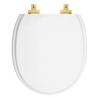 Assento Sanitário Laqueado Soft Close Village Branco Para Vaso Deca Com Ferragem Dourada - 1