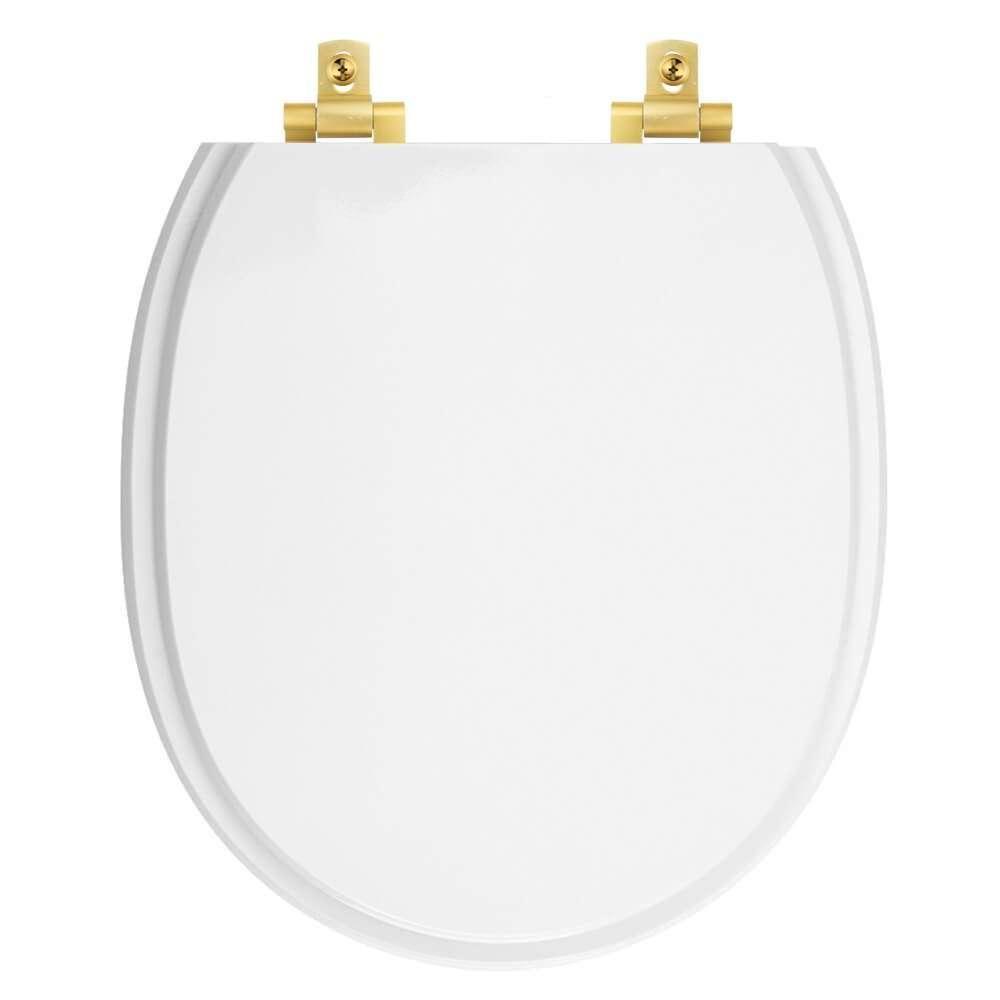 Tampa De Vaso Com Fechamento Lento Village Branco Para Louça Deca Com Ferragem Dourada - 1