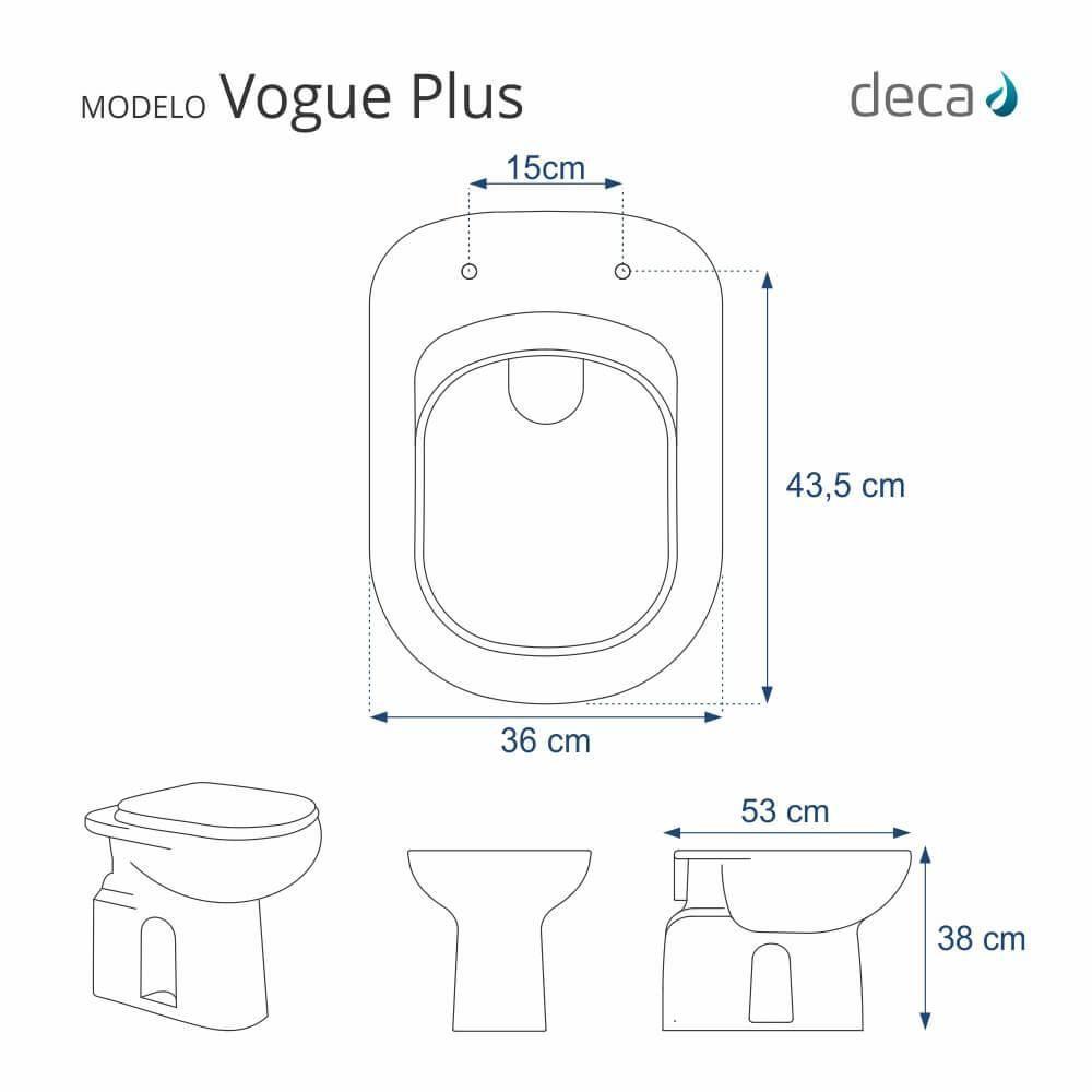 Assento Sanitário Poliéster Vogue Plus Branco Para Vaso Deca P5 - 5