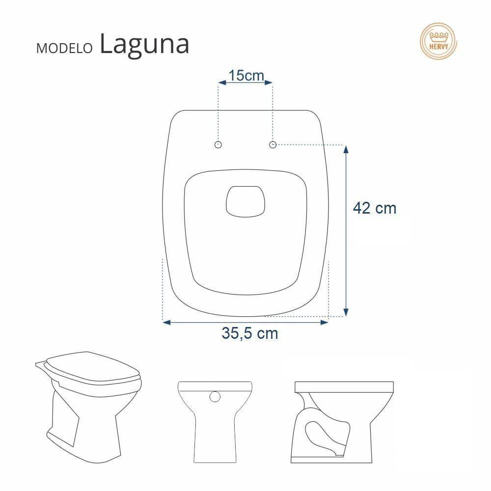 Tampa De Vaso Com Amortecedor Laguna Preto Para Bacia Hervy - 5