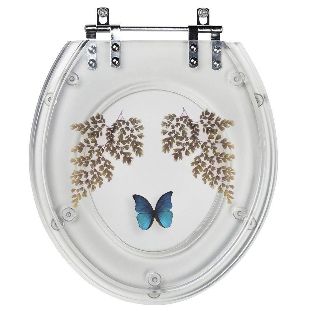 Tampa De Vaso Acrílico Transparente Com Borboleta Azul - 1