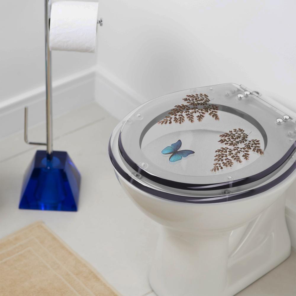 Tampa De Vaso Acrílico Transparente Com Borboleta Azul - 5