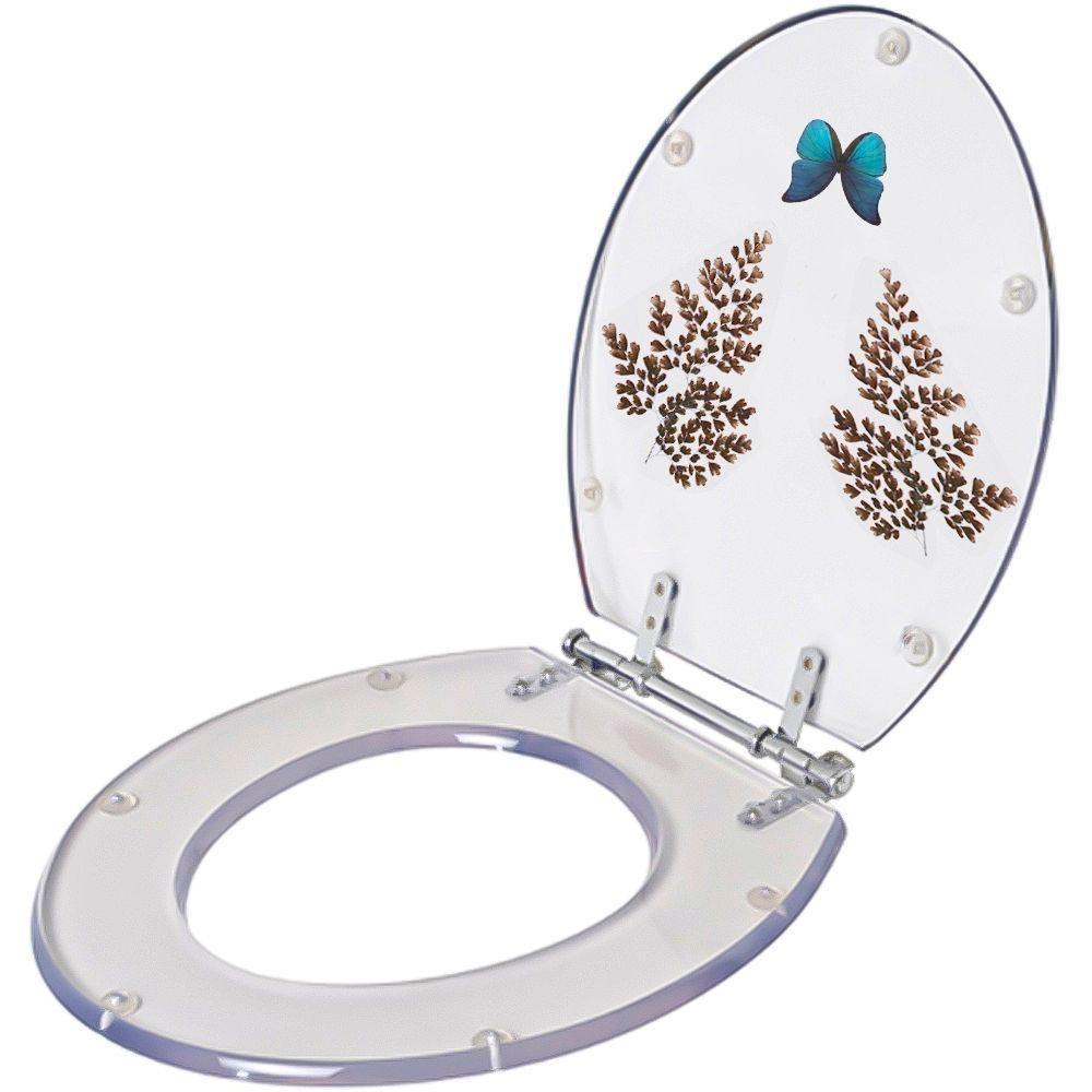 Tampa De Vaso Acrílico Transparente Com Borboleta Azul - 6