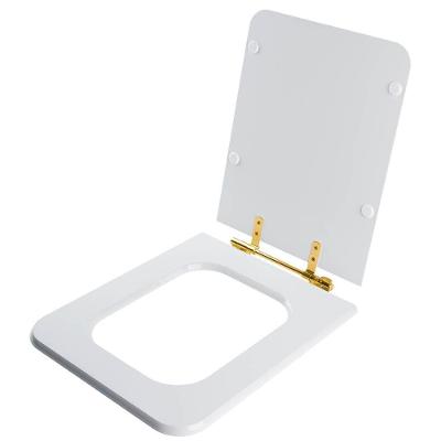 Tampa De Vaso Poliester Square Branco Com Ferragem Dourada