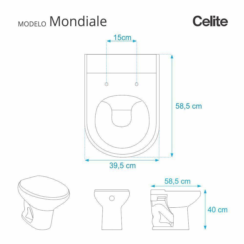 Assento Sanitário Mondiale Cinza Claro Para Vaso Celite - 1