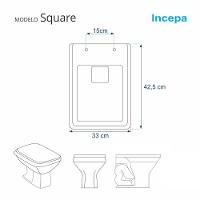 Assento Sanitário Em Mdf Square Branco Para Bacia Incepa - 5