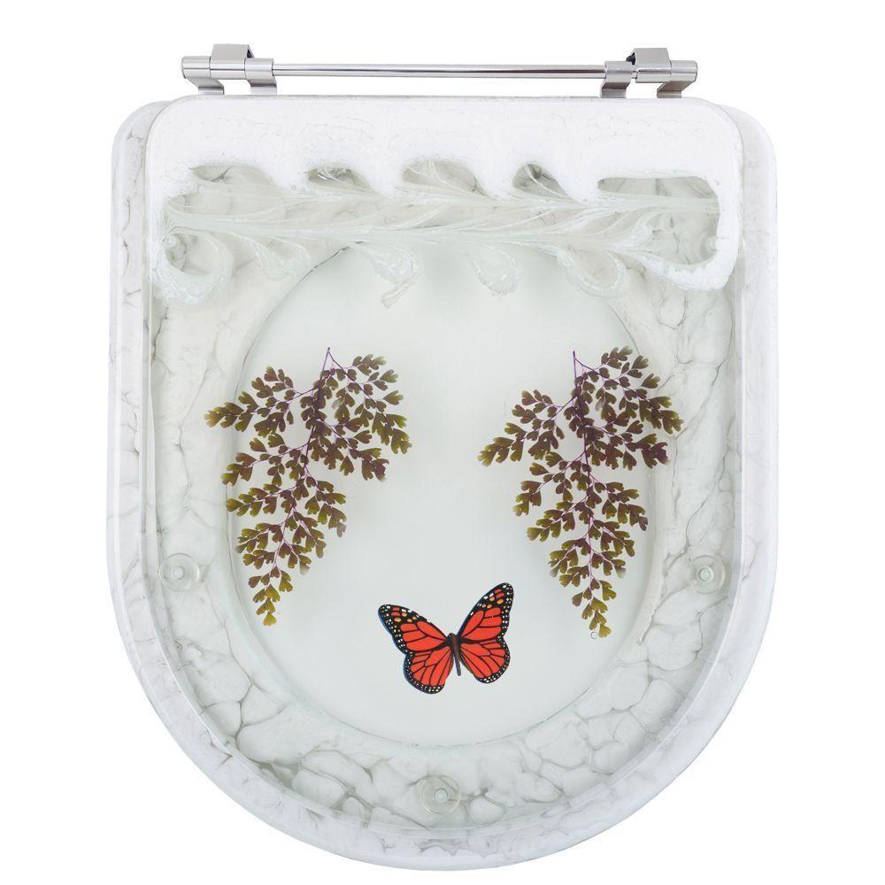 Tampa Para Vaso Incepa Acrílico Branco C/Borboleta Vermelha - 1