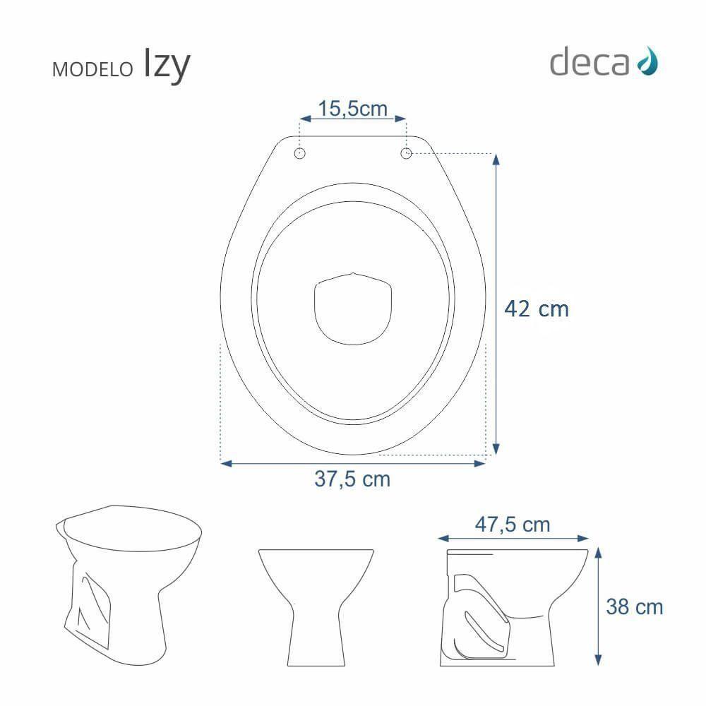 Assento Sanitario Poliester Izy Cinza Para Vaso Deca - 4