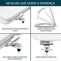 Assento Sanitario Fechamento Lento Boss Champagne Bege Fosco - 4