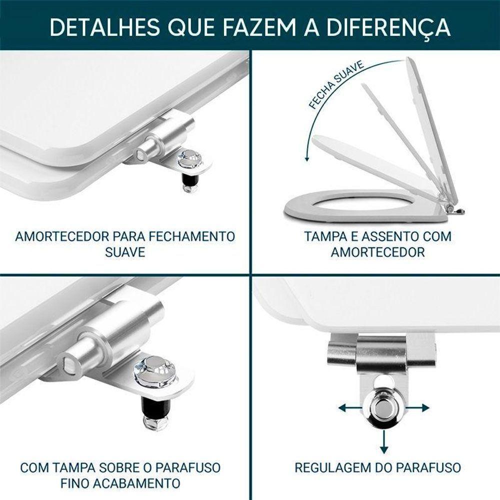 Assento Sanitário Fechamento Lento Smart Pergamon P/Celite - 4