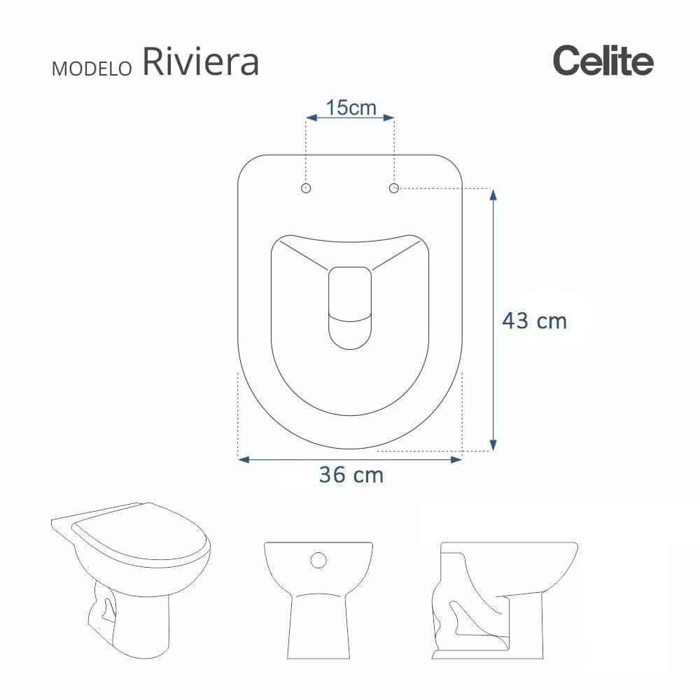 Assento Sanitário Poliéster Riviera Branco Para Vaso Celite 6lpf - 8