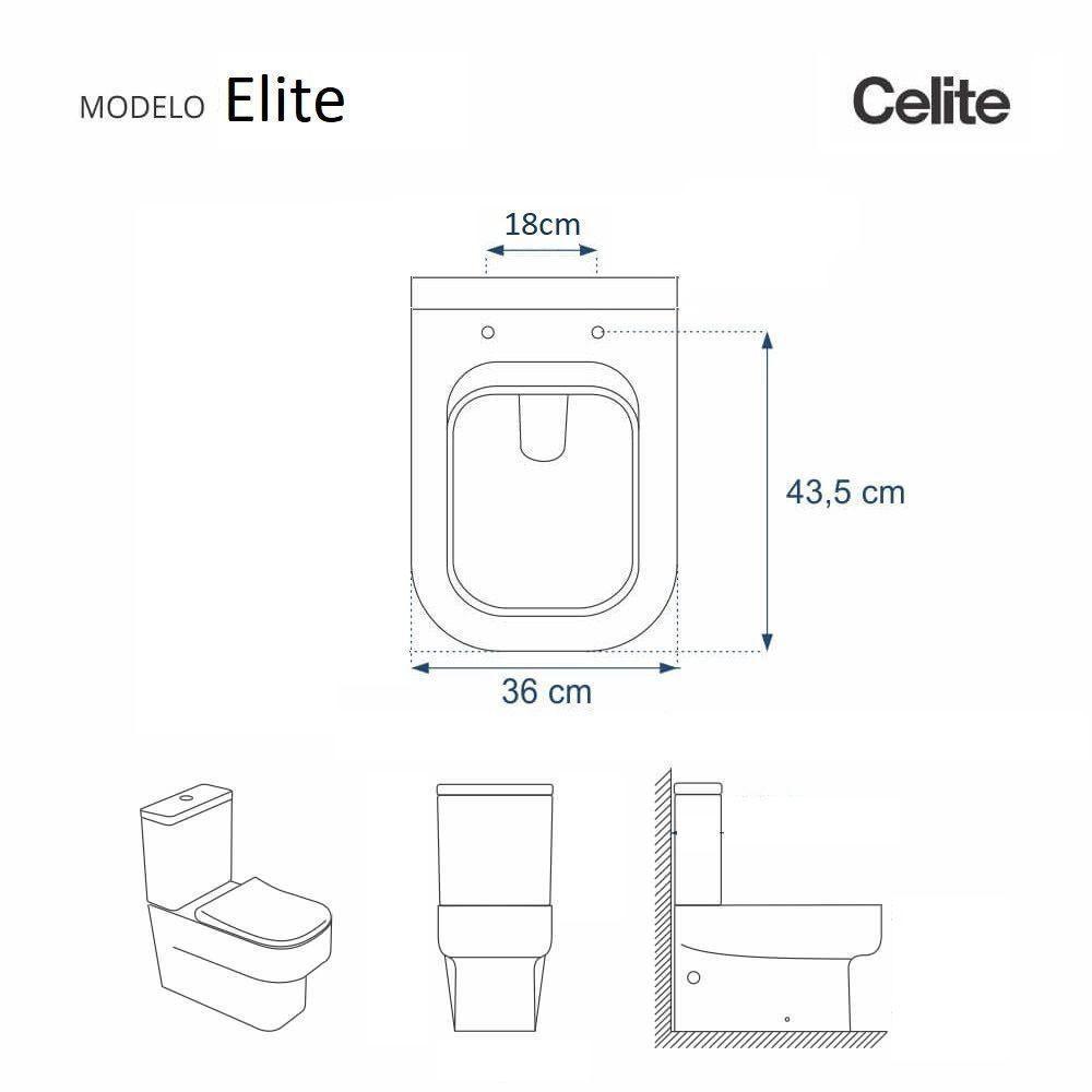 Assento Sanitário Fechamento Lento Elite Branco Para Celite - 5