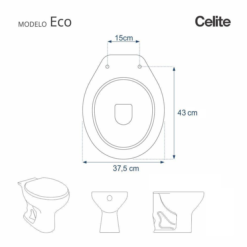 Assento Sanitário Em Mdf Eco Branco Para Bacia Celite - 5