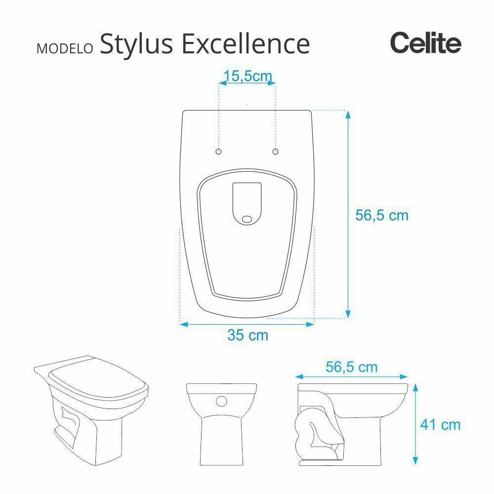 Assento Sanitário Stylus Excellence Branco Para Vaso Celite - 2
