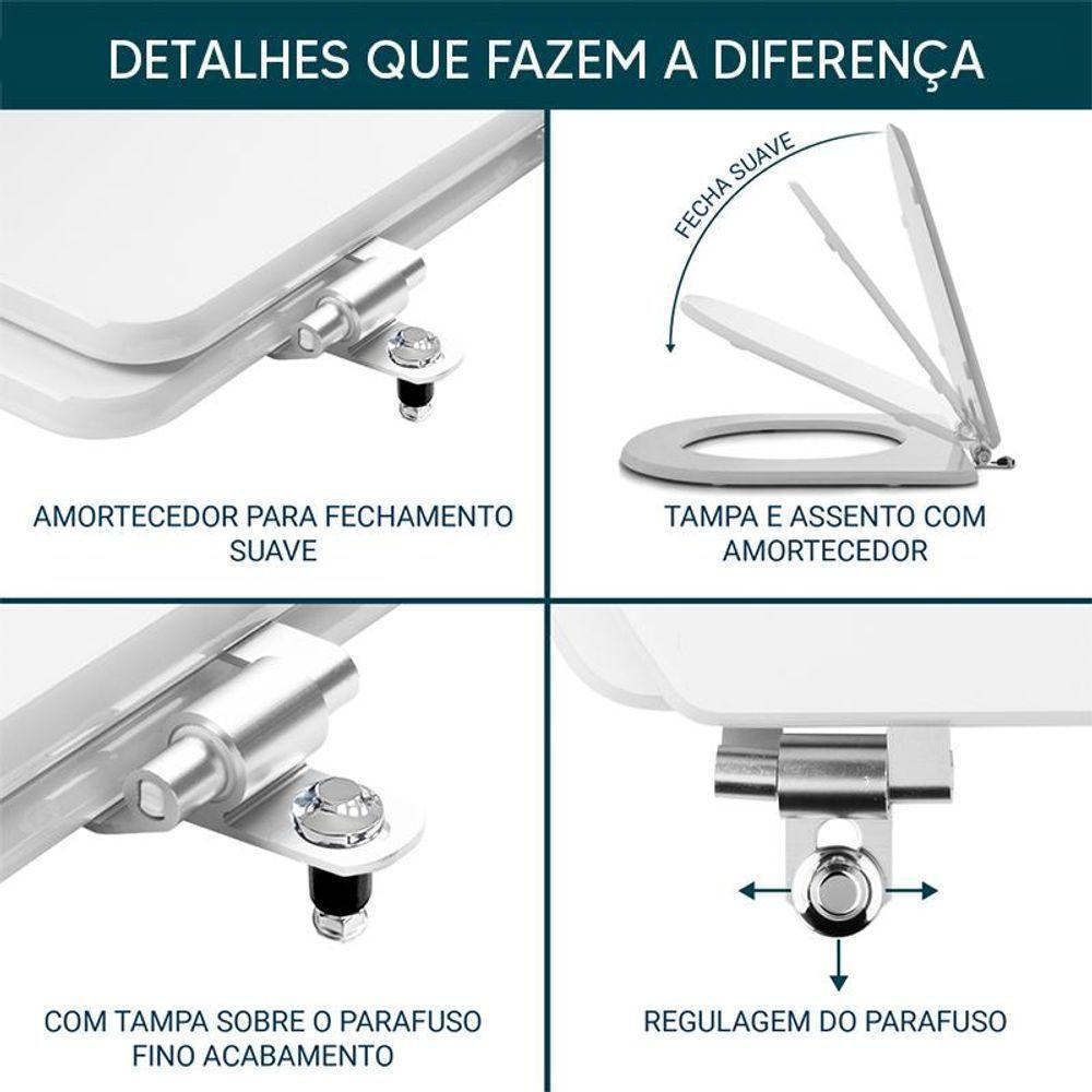 Assento Sanitário Laqueado Soft Close Studio Bege Para Vaso - 3