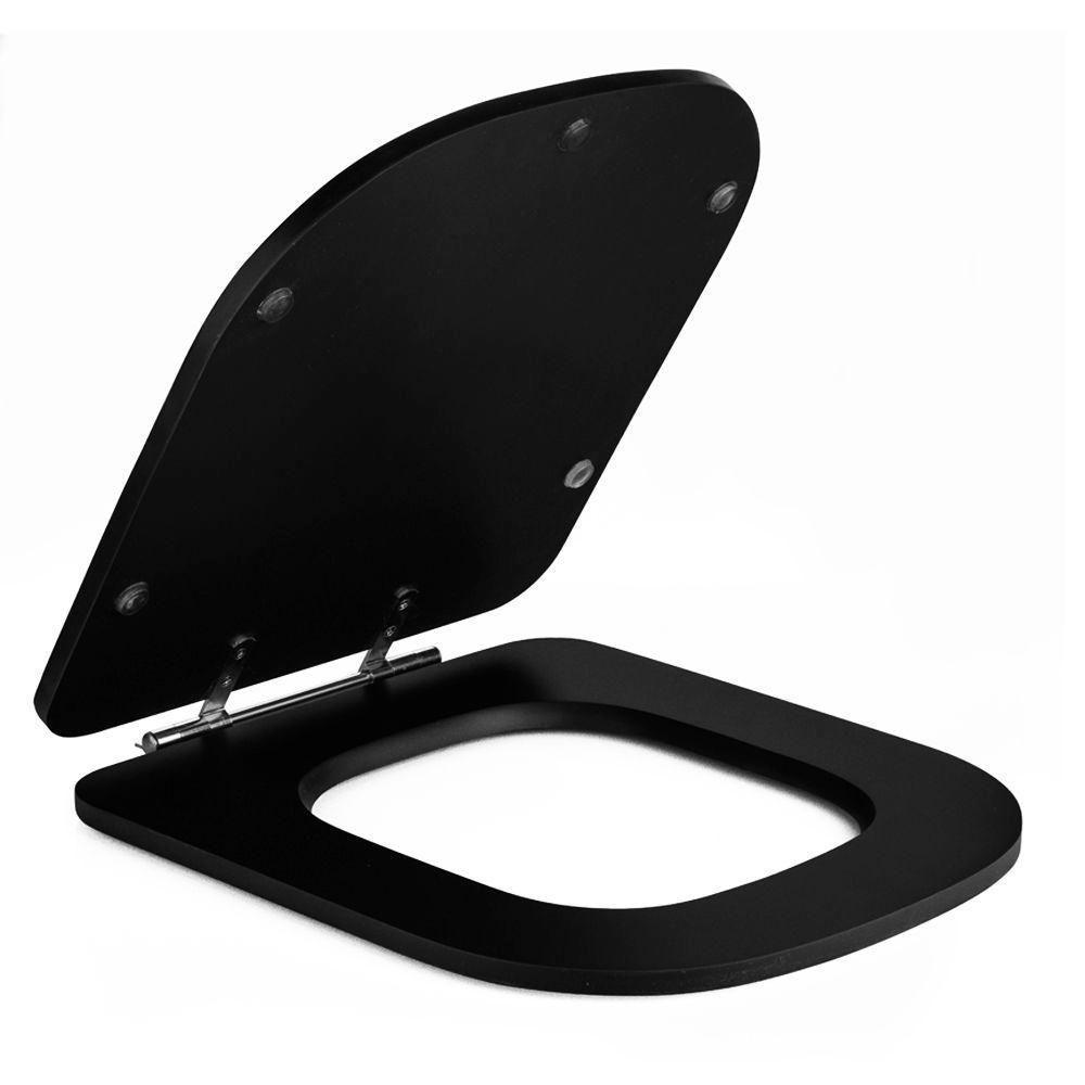 Assento Sanitário Poliéster Luxo Piano Preto Fosco - 1
