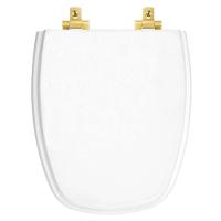 Assento Sanitário Laqueado Soft Close Monte Carlo Branco Para Vaso Deca Com Ferragem Dourada - 1