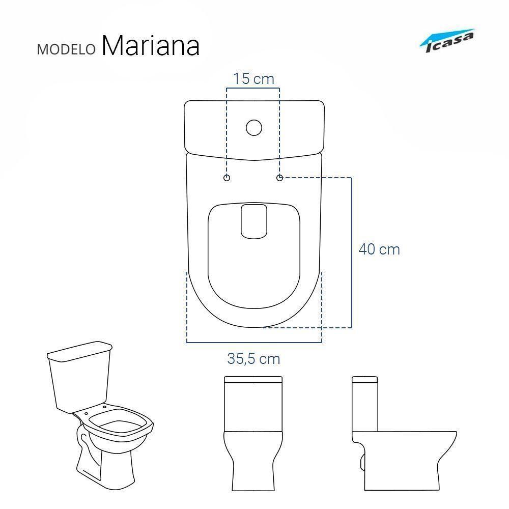Assento Sanitário Poliéster Branco Para Vaso Icasa 6Lpf - 4