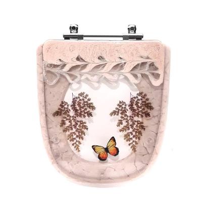 Assento Sanitário PoliesterPêssego Com Borboleta Amarela