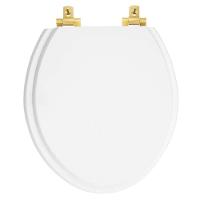 Assento Sanitário Laqueado Soft Close Oval Branco Para Todas As Marcas Com Ferragem Dourada - 1