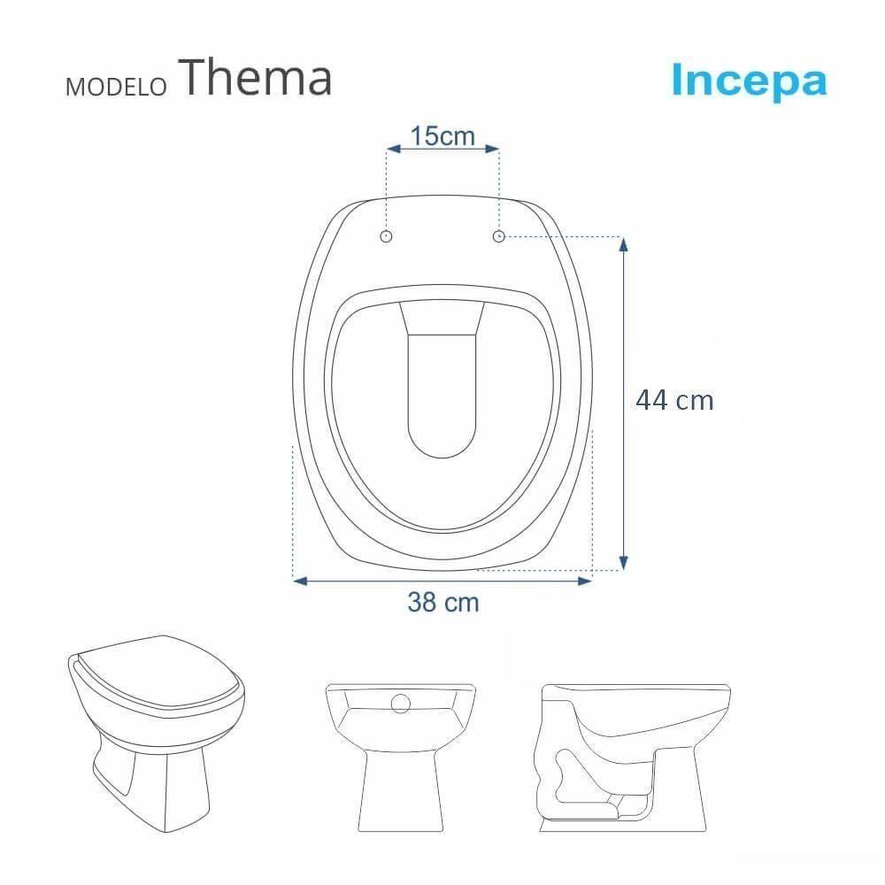 Assento Sanitário Poliéster Thema Branco Para Vaso Incepa - 4