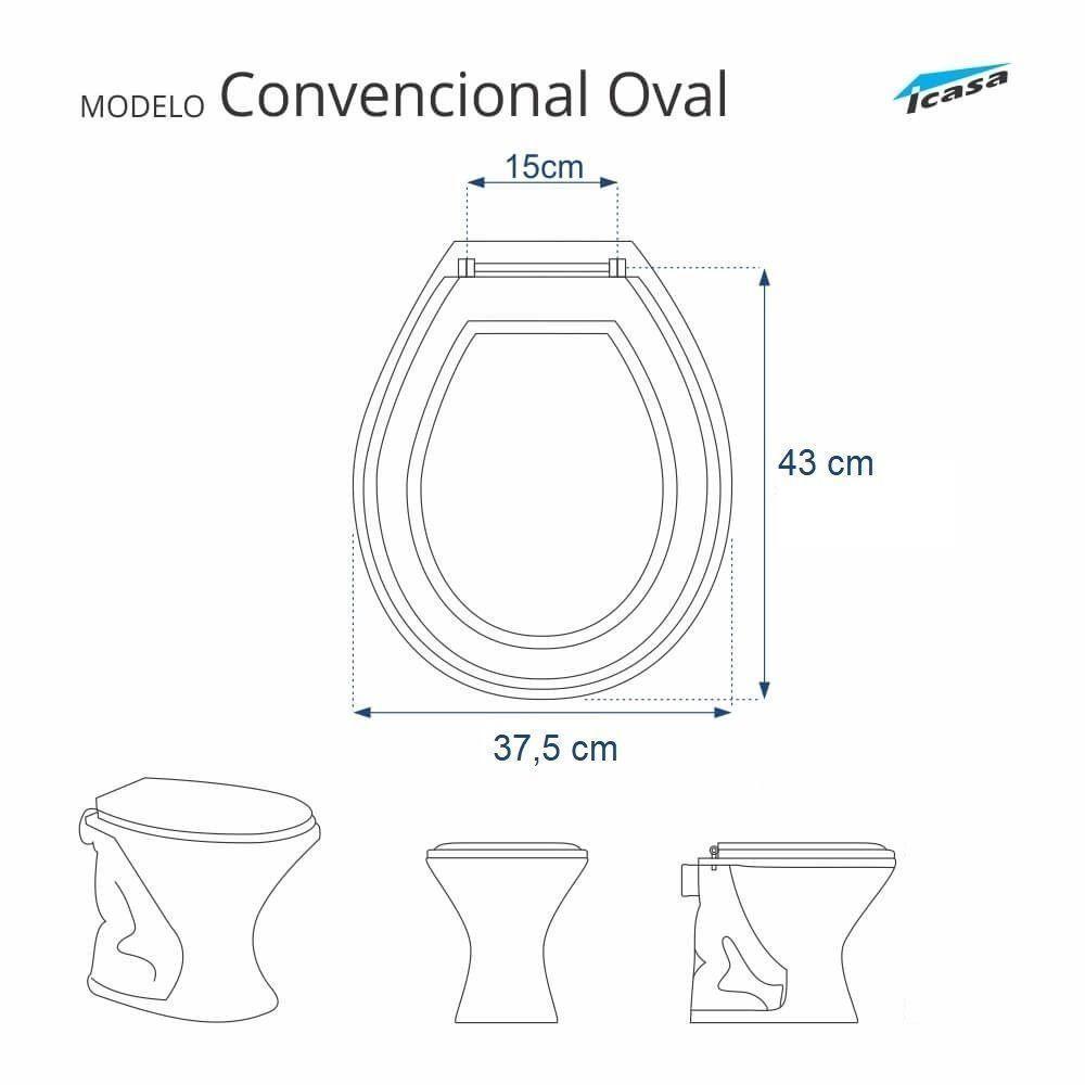 Assento Sanitario Poliester Oval Branco Icasa - 6