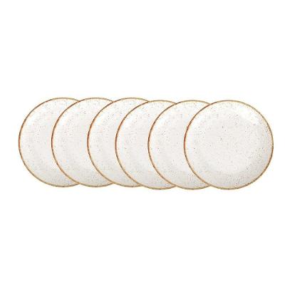 Kit Prato Raso Tramontina Rústico Marrom Em Porcelana Decorada 28 Cm 6pçs Tramontina
