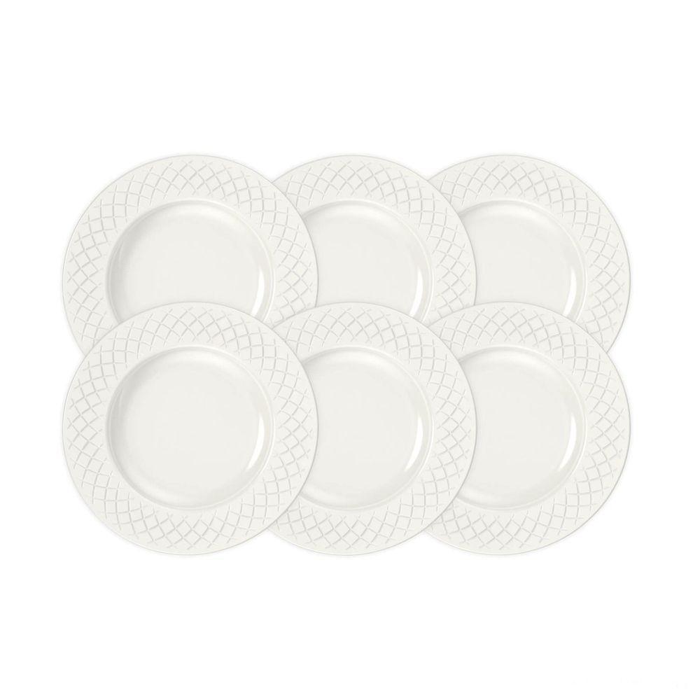 Kit Prato Sobremesa Tramontina Ingrid Em Porcelana Decorada 21 Cm 06 Peças Tramontina - 1