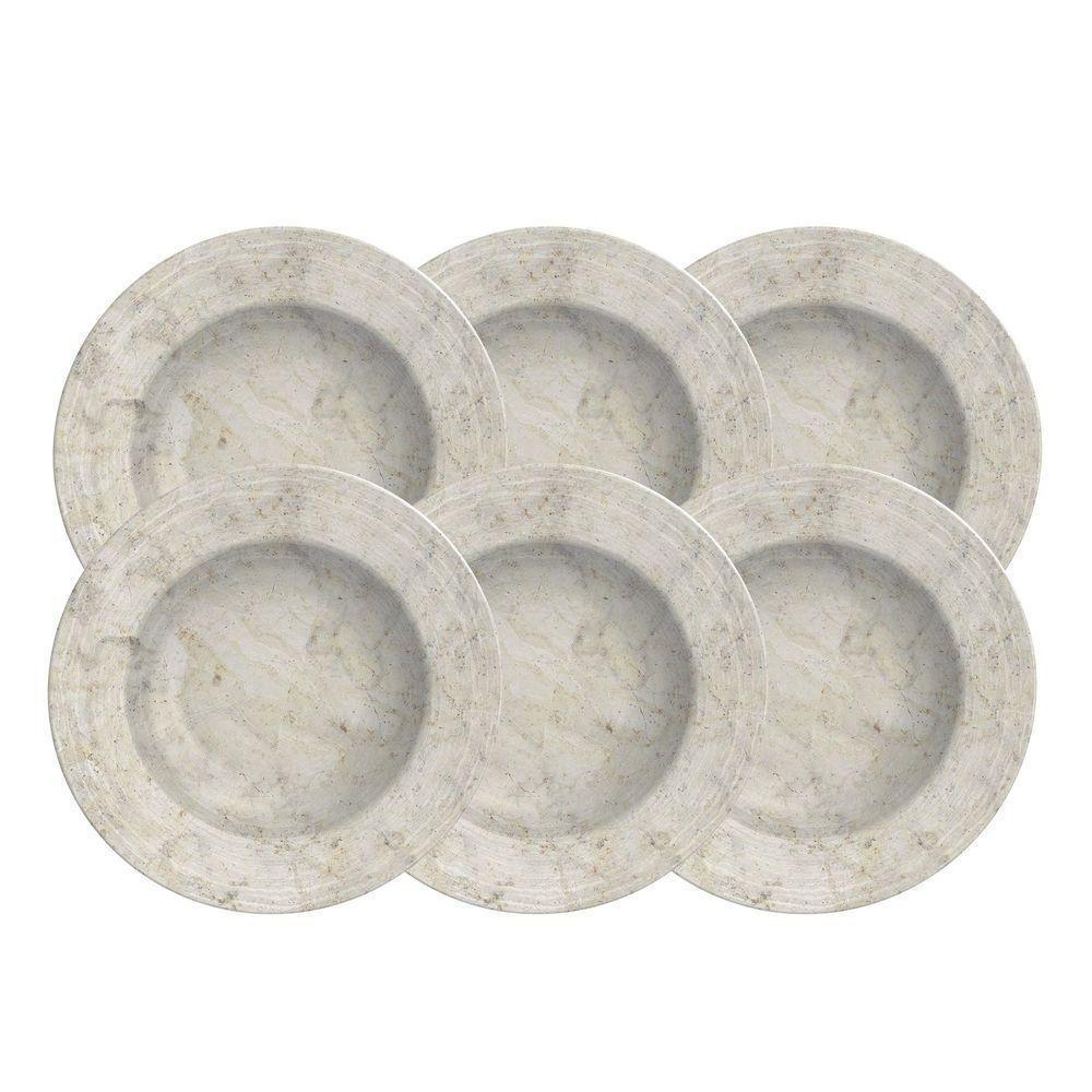 Kit Prato Fundo Tramontina Travertino Em Porcelana Decorada 23 Cm 06 Peças Tramontina - 1