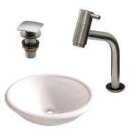 Cuba Sobrepor Lume Com Torneira Inox Curva E Válvula Branco - 4