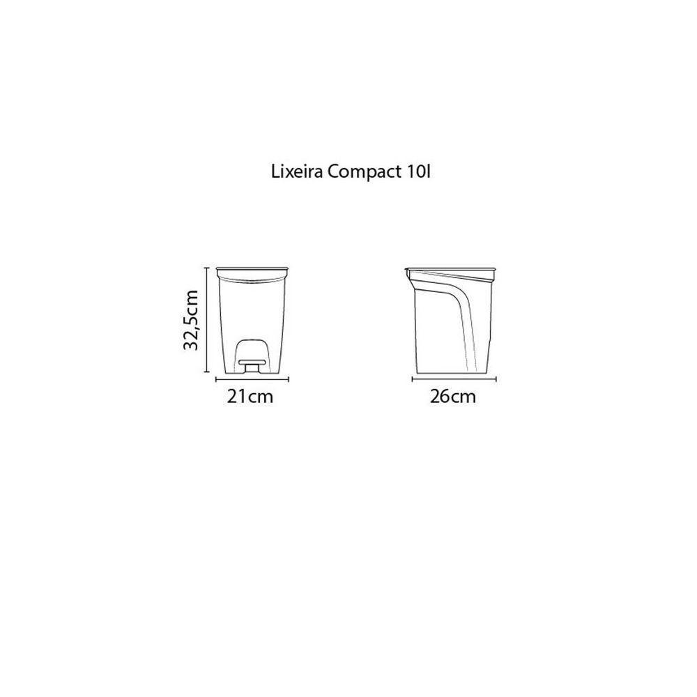 Lixeira Tramontina Basic Compact Em Polipropileno Cinza Com Haste Em Aço Galvanizado 10 L Tramontina - 2