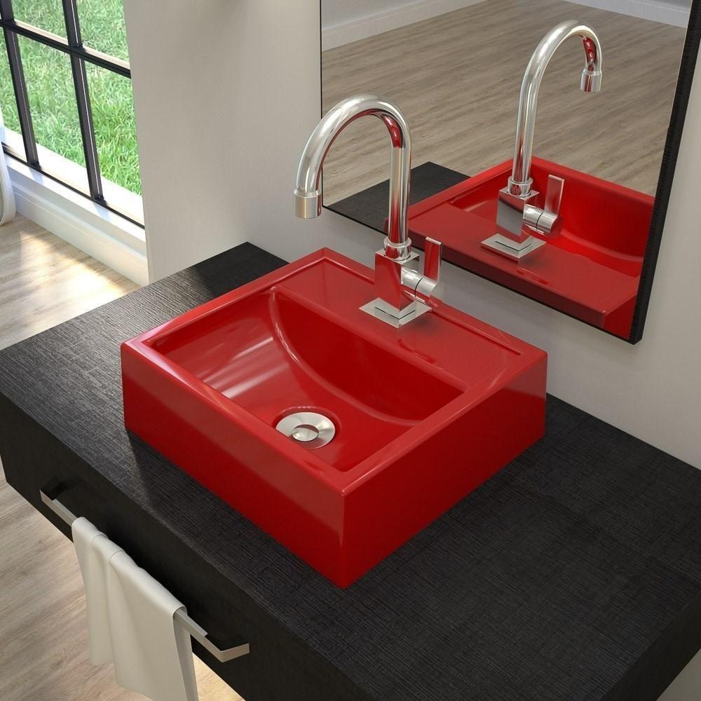 Cuba Pia De Apoio Para Banheiro Quadrada Kuad 32 C08 Vermelho - 3