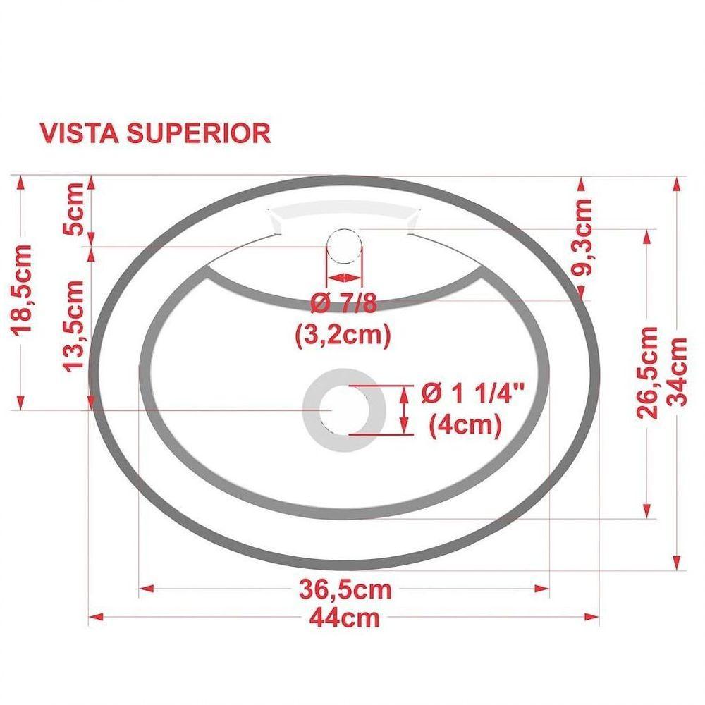 Cuba Pia De Apoio Para Banheiro Oval Ox 43 C08 Azul Turquesa - 3