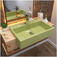 Cuba Pia Semi Encaixe Para Banheiro Retangular 54cm Xrt C08 Verde Acqua - 4