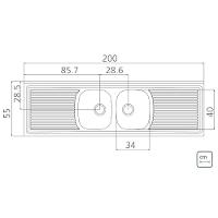 Pia De Apoio Tramontina Ribon 2C 34 Em Aço Inox 200 X 55 Cm - 2