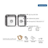 Cuba Tramontina Isis 2C 34 28 Bs Em Inox Polido 2 Válvulas, - 5