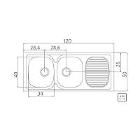 Pia De Apoio Tramontina Stratta 2C 34 Ex 120 X 50 Cm 2 Cubas - 2