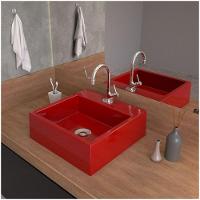 Cuba Pia De Apoio Para Banheiro Quadrada Q355w Vermelho C08 - 5